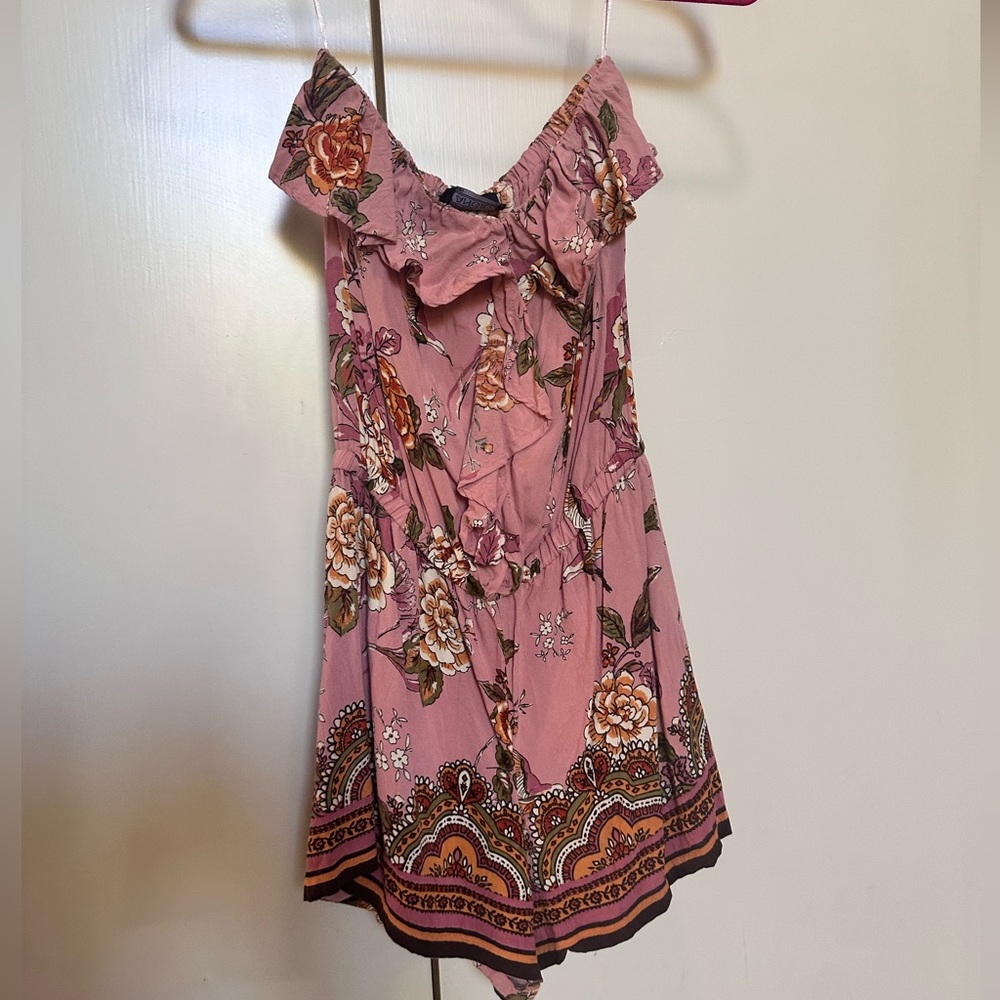 Marina Romper, Pink, Garden Print, Small
